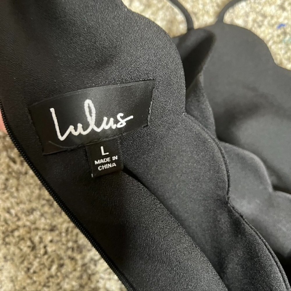 Lulu’s Halter Neck Sleeveless Dress Black Large Scalloped Back Zip L - Picture 7 of 9